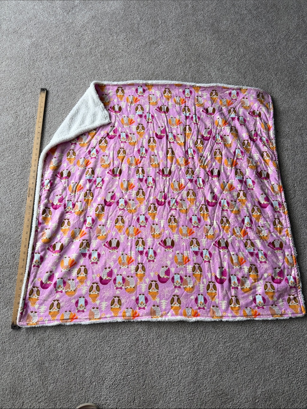 Winter Owls, Snowflakes and Trees with Pink Background homemade blanket